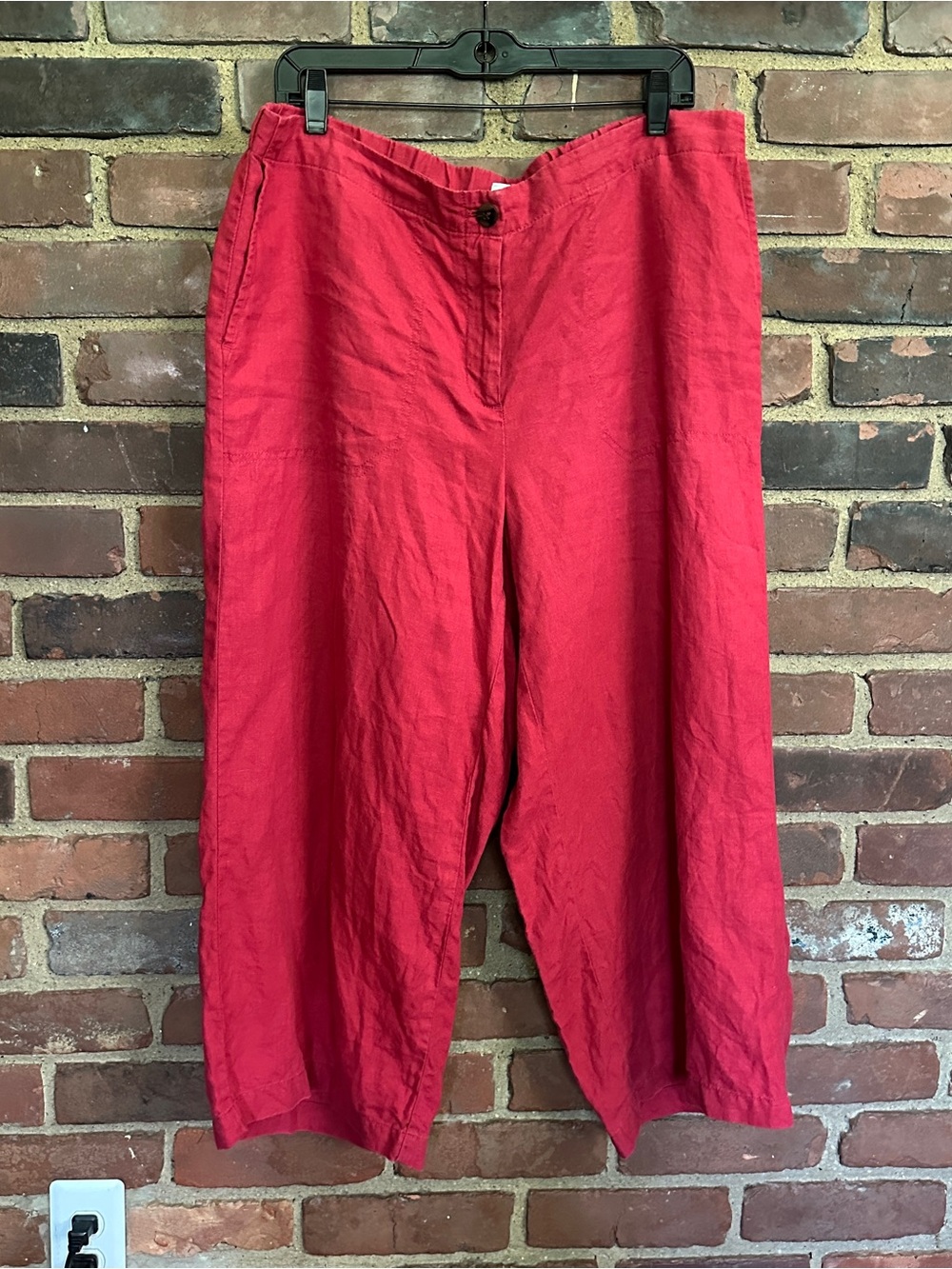 J. Jill Love Linen Red Pants Lagenlook Cropped XL (38 X 23)